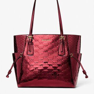 Michael Kors Voyager Large Metallic Logo Debossed Tote Bag NIP
